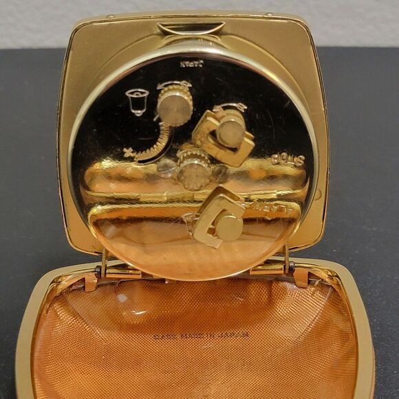 Vintage Linden Tan Clam Shell Leather Case Wind Up Travel Alarm Clock MCM Japan - Picture 7 of 12